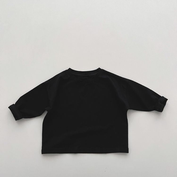 Baby Boy And Girl Solid Color Pullover Design Long-Sleeved Tops