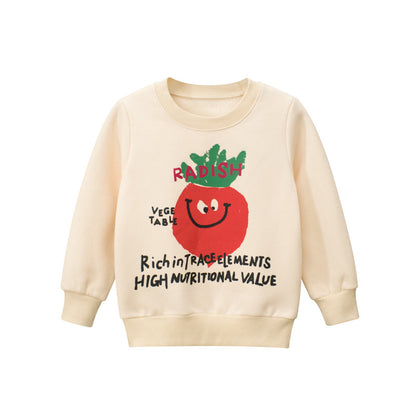 Baby Boy Cartoon Carrot And Letter Pattern Pure Cotton Warm Hoodie