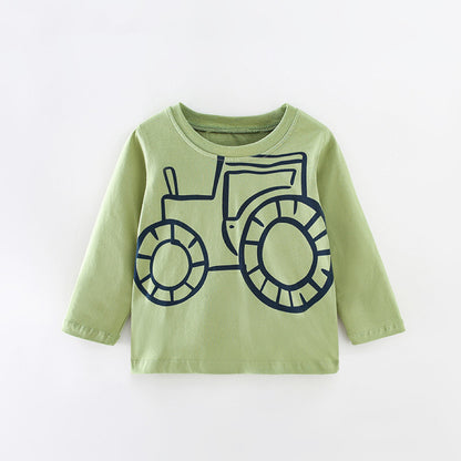 Baby Boy Car Print Pattern Long Sleeve Loose Quality Shirt