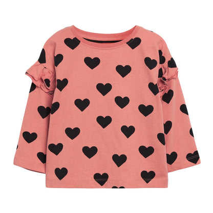 Baby Girl All Over Heart Graphic Long Sleeves Autumn New Style Shirt
