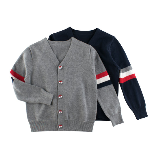 Boys Strips Button-Front Cardigans In Spring