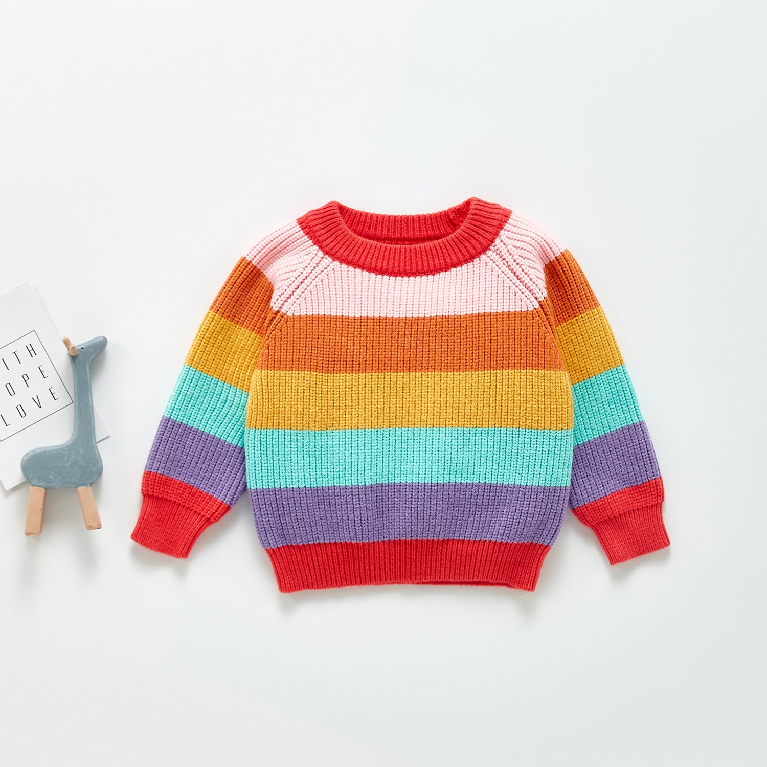 Baby Rainbow Pattern Pullover Long Sleeve Knitwear Sweater