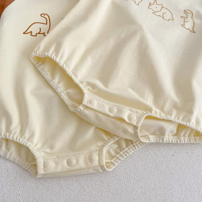 Baby Girl Dinosaur Print Pattern Colorblock Design Bodysuit